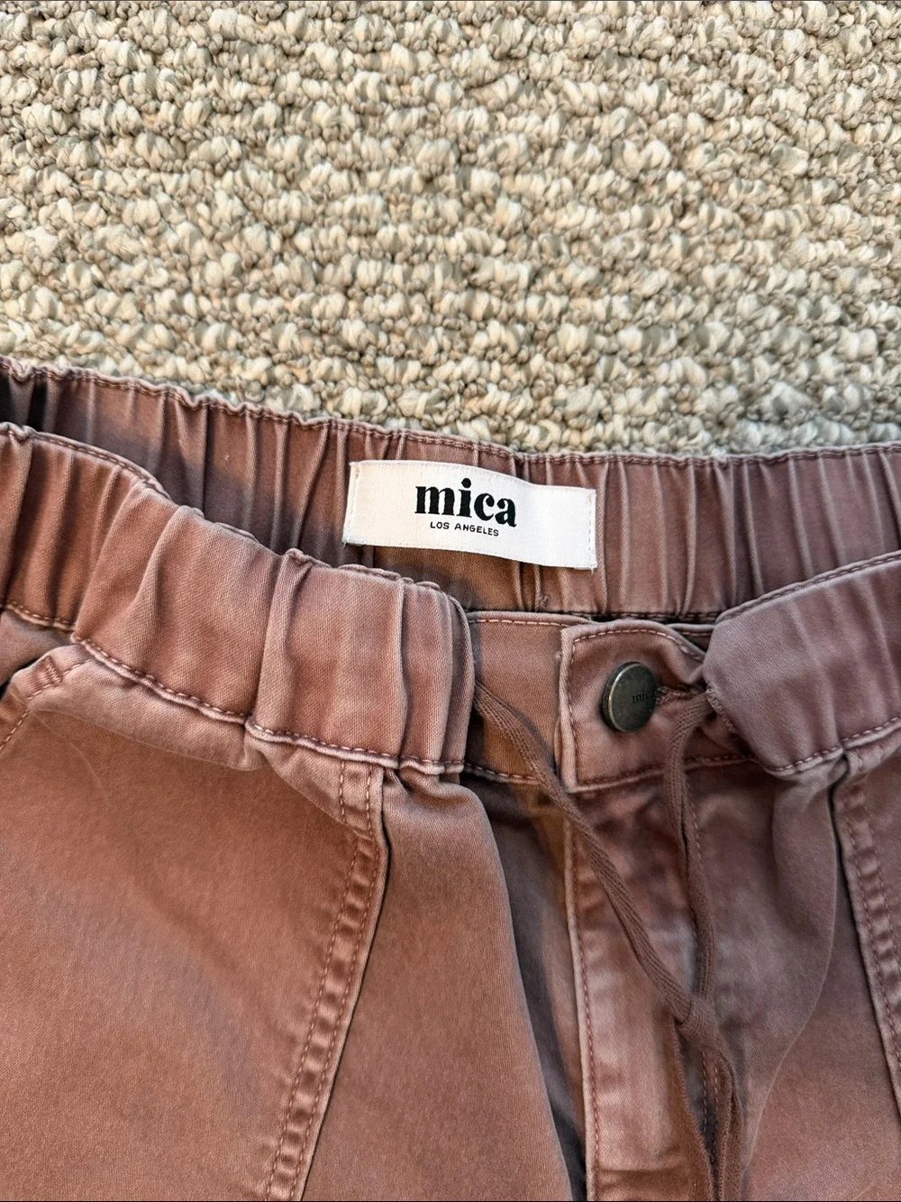 MIA Ankle Cropped Drawstring Joggers in Rust - Picture 2 of 5